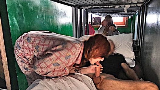 Hostel jerking off when a women went to suck my cock